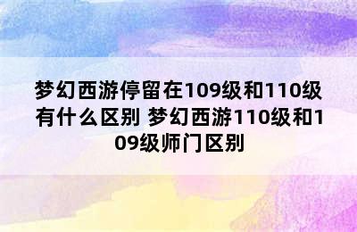 梦幻西游停留在109级和110级有什么区别 梦幻西游110级和109级师门区别